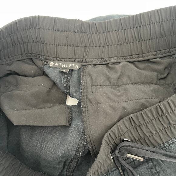 ATHLETA Cabo Shorts Size 16 100% Linen Washed Out Black Pull On Summer Casual - Picture 10 of 12